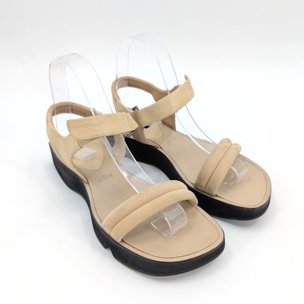 BALLY Vestre Chunky Platform Wedge Sandals Women 6 Tan Leather Italy Minimalist